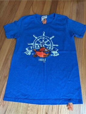 Pirana Joe Tortola BVI Piranha Fish Graphic T-Shirt Blue Size S